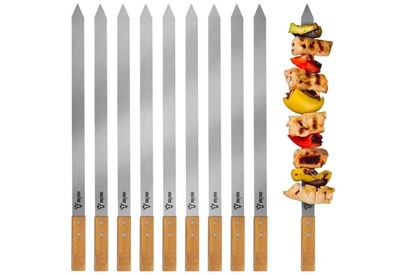 BBQ-Toro Grillspieß Edelstahl mit Holzgriff 10er Set - Bild 2