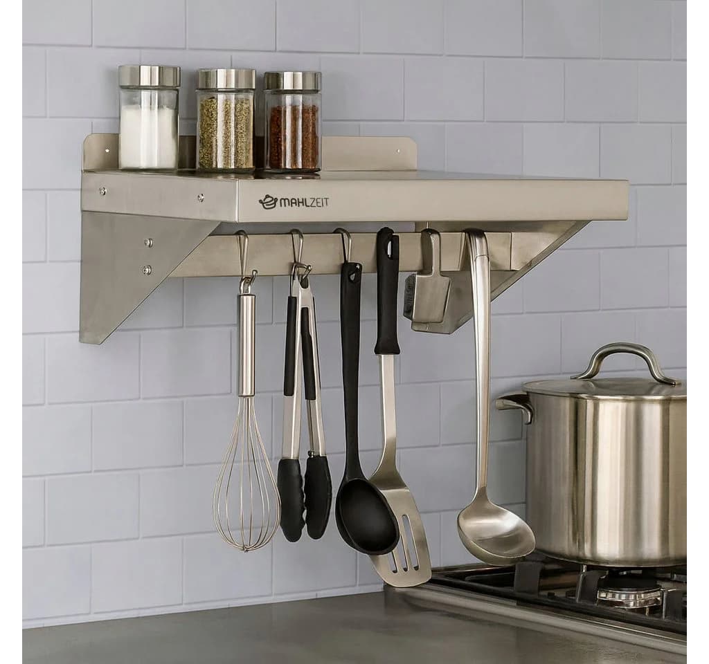 Mahlzeit Wandregal Edelstahl 90x30 cm Klappbares Hängeregal