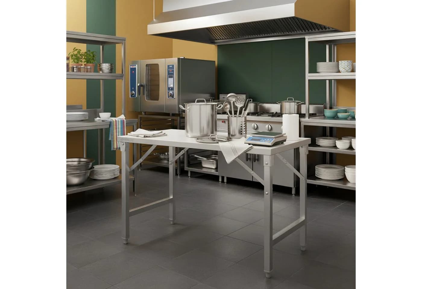 Mahlzeit Küchentisch Edelstahltisch 120x60x80 cm Verstellbare Füße