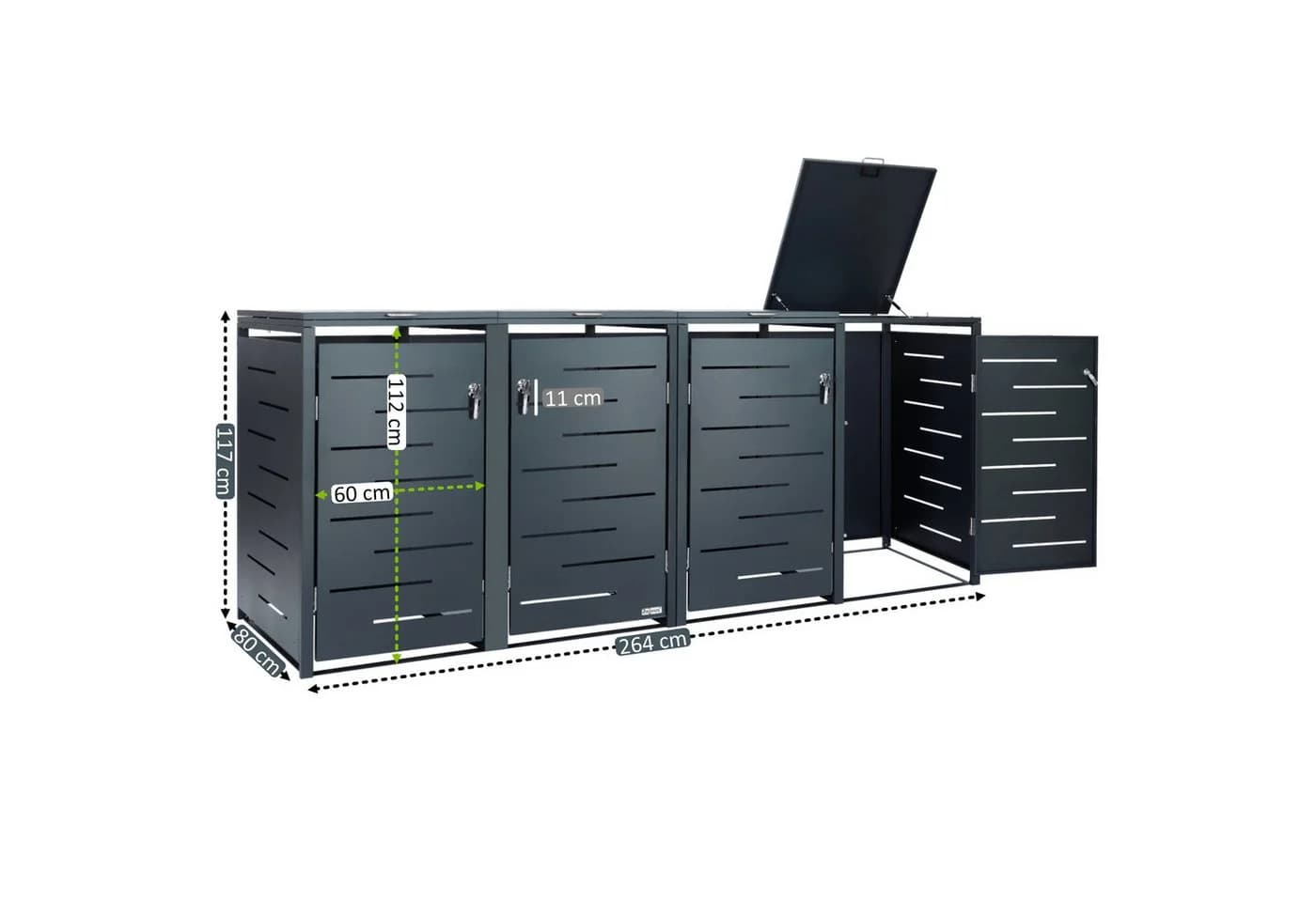 Zelsius Mülltonnenbox Anthrazit für vier Mülltonnen - Bild 3