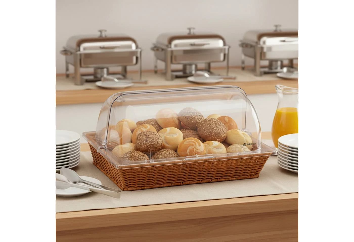 Mahlzeit Brotkorb Rattanoptik mit Rolltop-Deckel Beige/Braun