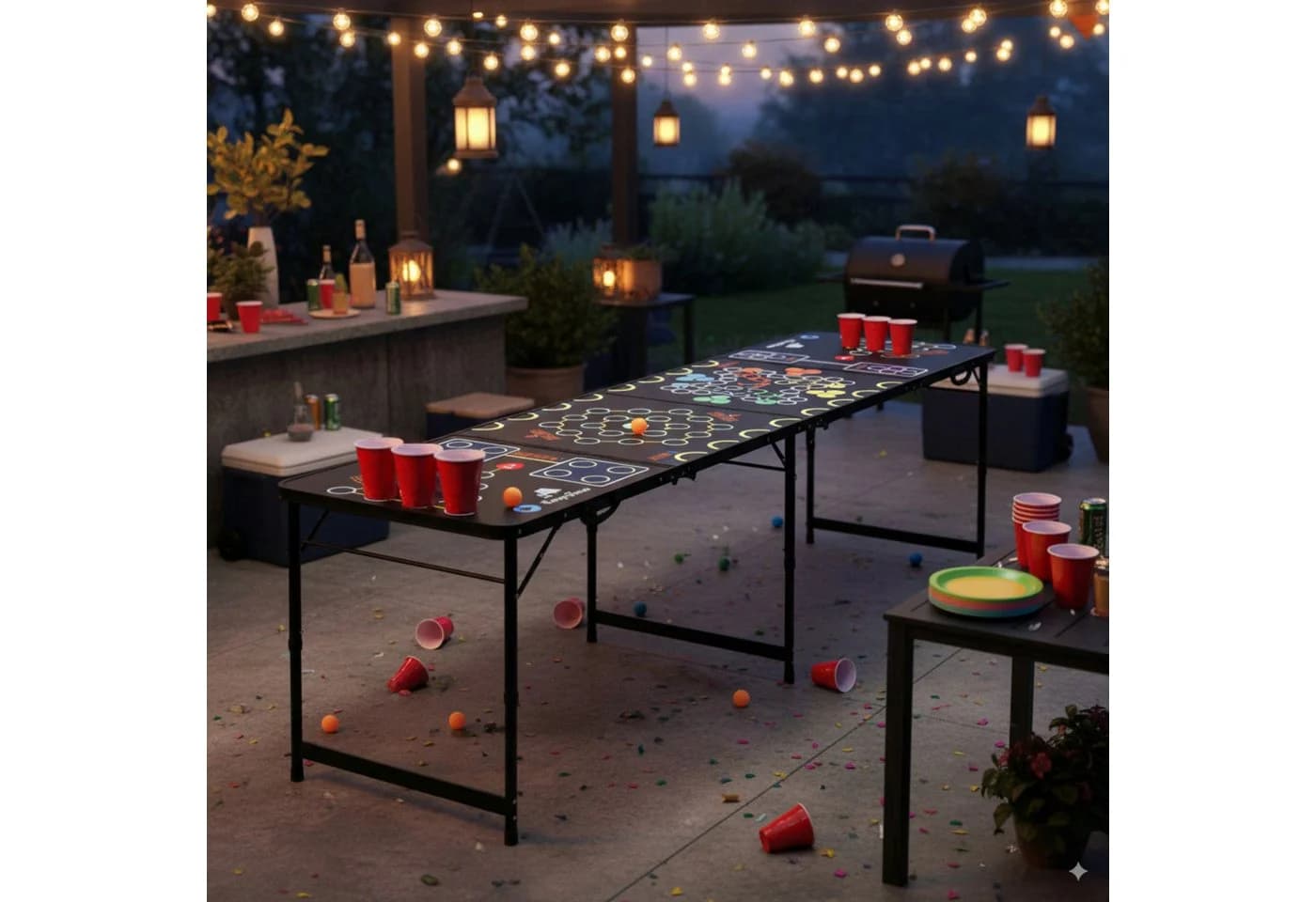CampFeuer Bierpong Tisch 6-in-1 Multigame Set