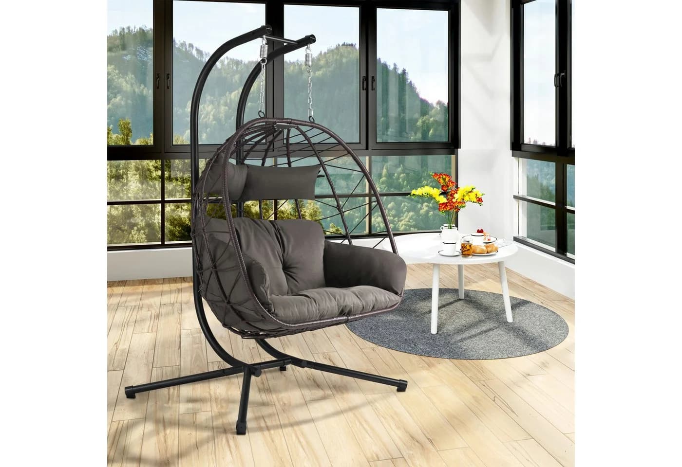 HinHocker Hängesessel für 2 Personen Braun XXL Hängeschaukel Indoor Outdoor