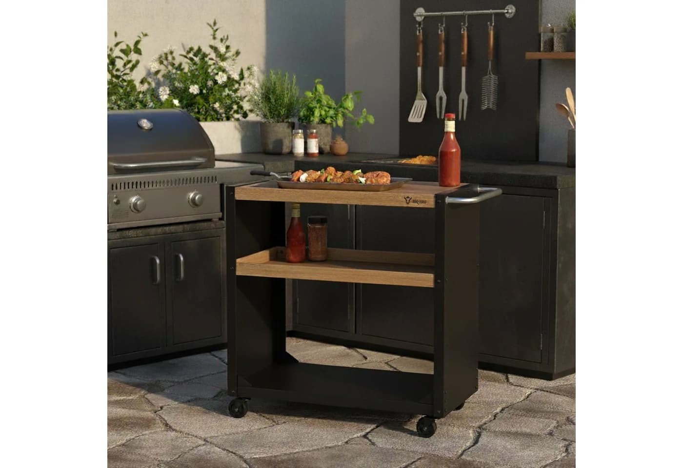 BBQ-Toro Grillablagetisch Grillwagen Schwarz
