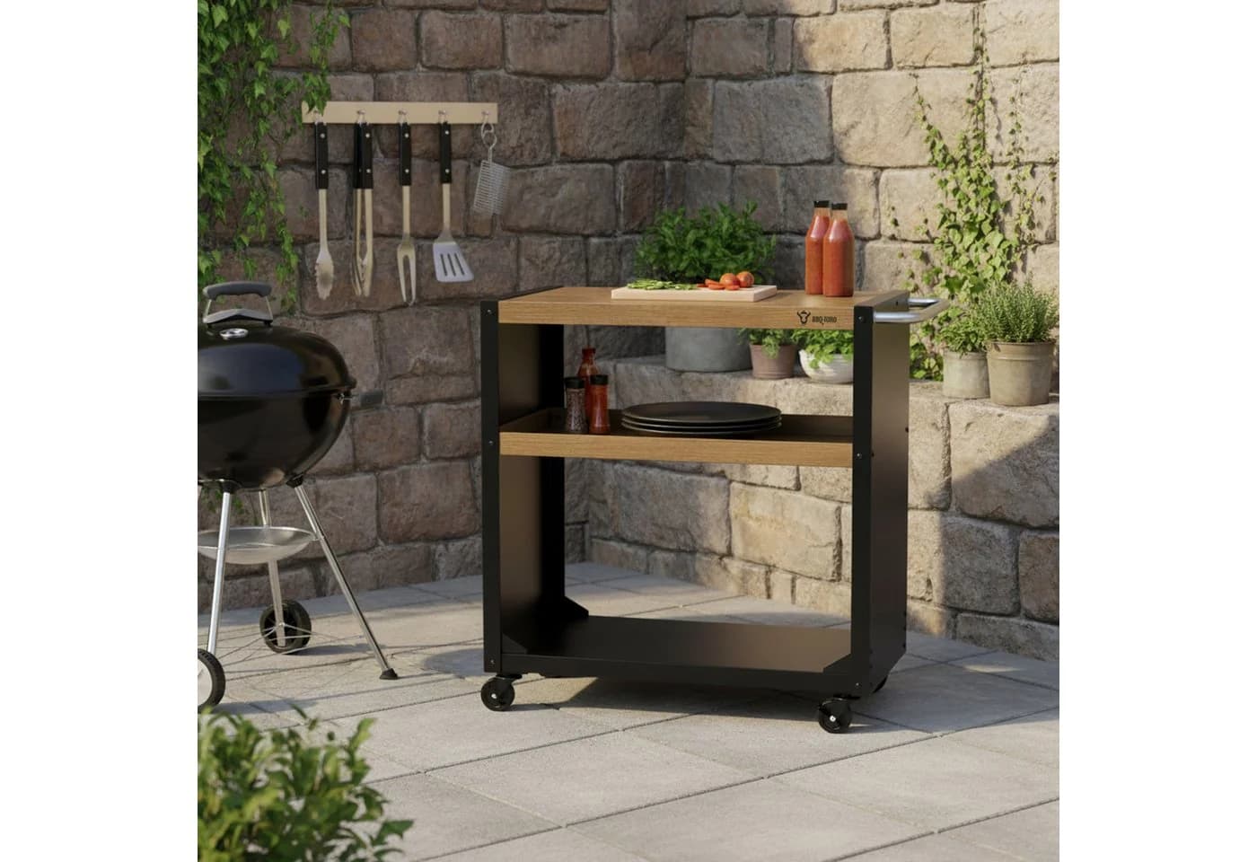BBQ-Toro Grillablagetisch Grillwagen Schwarz - Bild 3