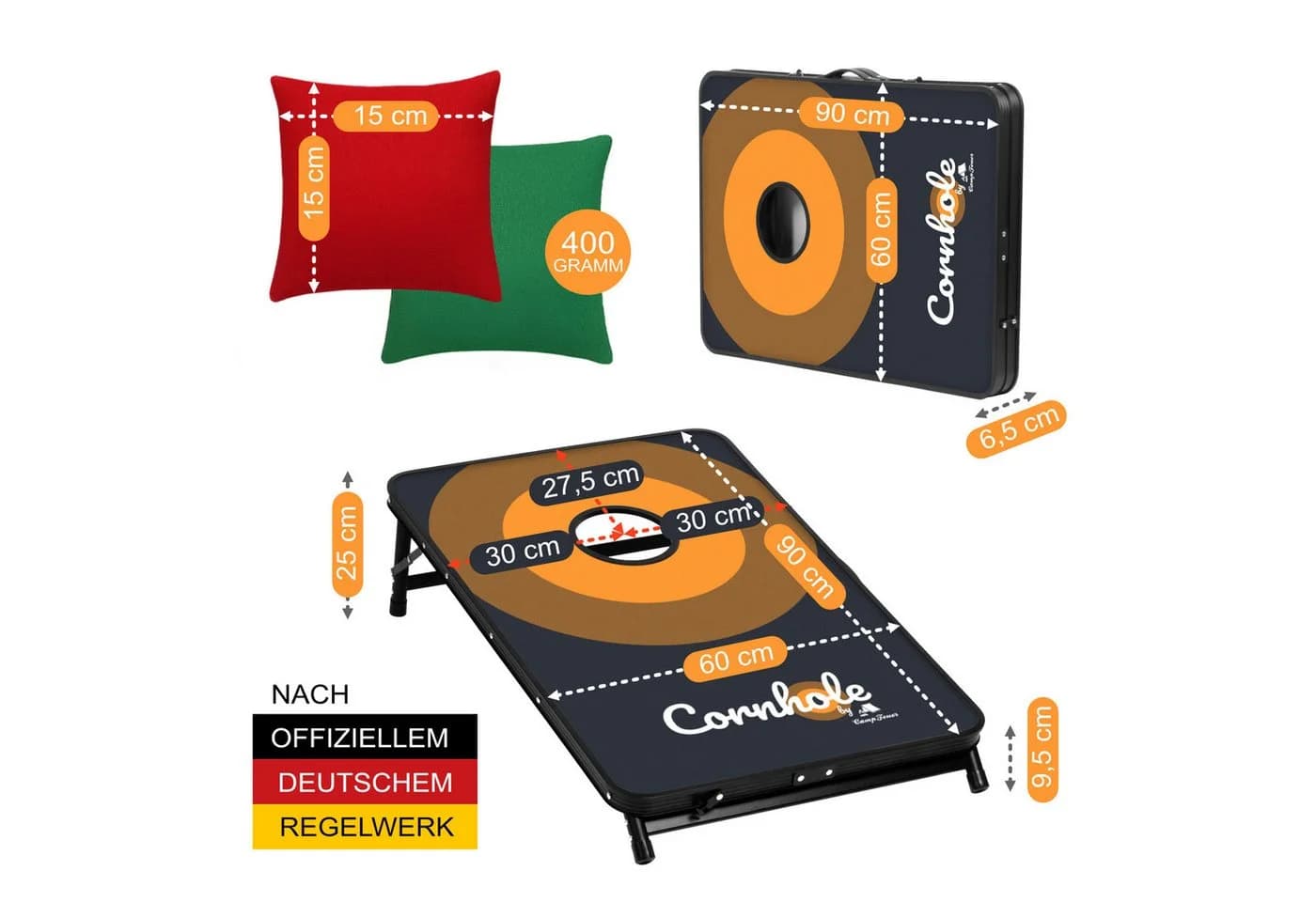 CampFeuer Offizielles Cornhole Spiel Outdoor, Spiel Set mit 2 Boards