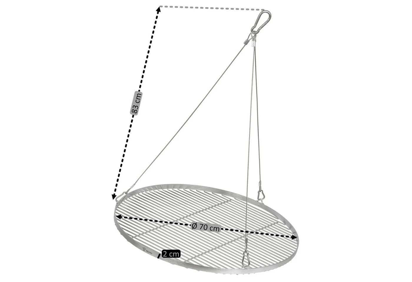BBQ-Toro Grillrost Edelstahl Rund Ø 70 cm mit Seilaufhängung V2A - Bild 3