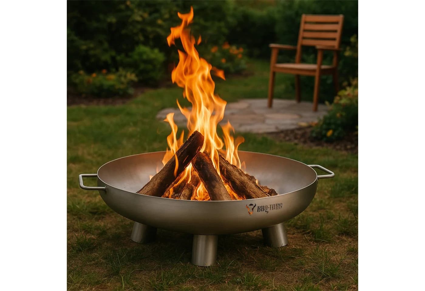 BBQ-Toro Feuerschale Edelstahl Ø 80 cm Silber Outdoor Feuerstelle