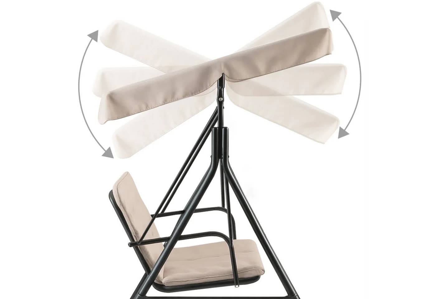 HinHocker Hollywoodschaukel 3-Sitzer mit Sonnendach Beige - Bild 5