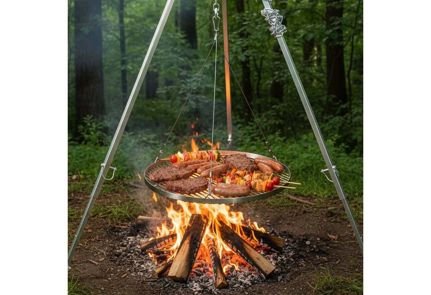BBQ-Toro Edelstahl Grillrost Rund Ø 50 cm mit Seilaufhängung