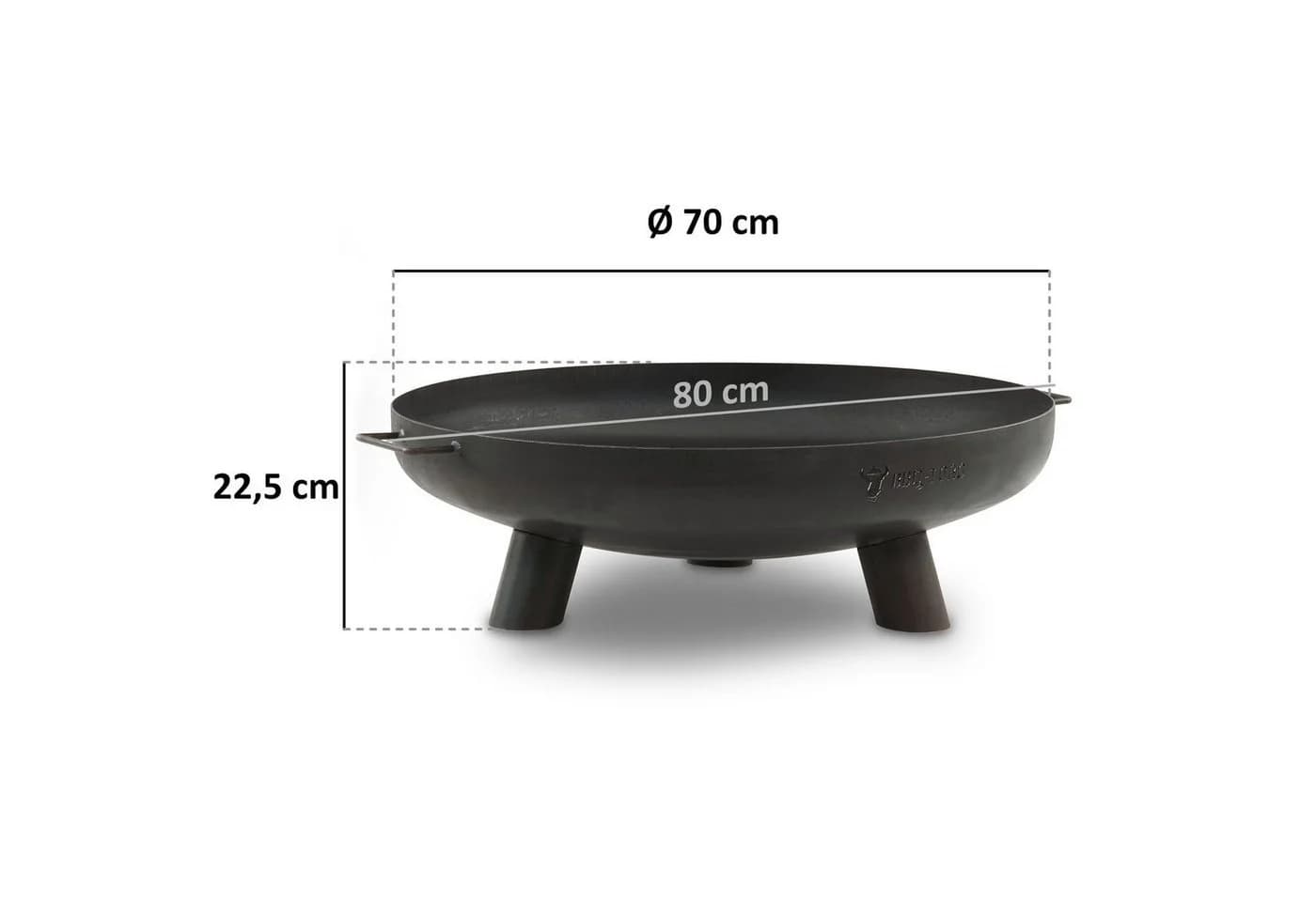 BBQ-Toro Feuerstelle Feuerschale Ø 70 cm mit Deckel Schwarz - Bild 3