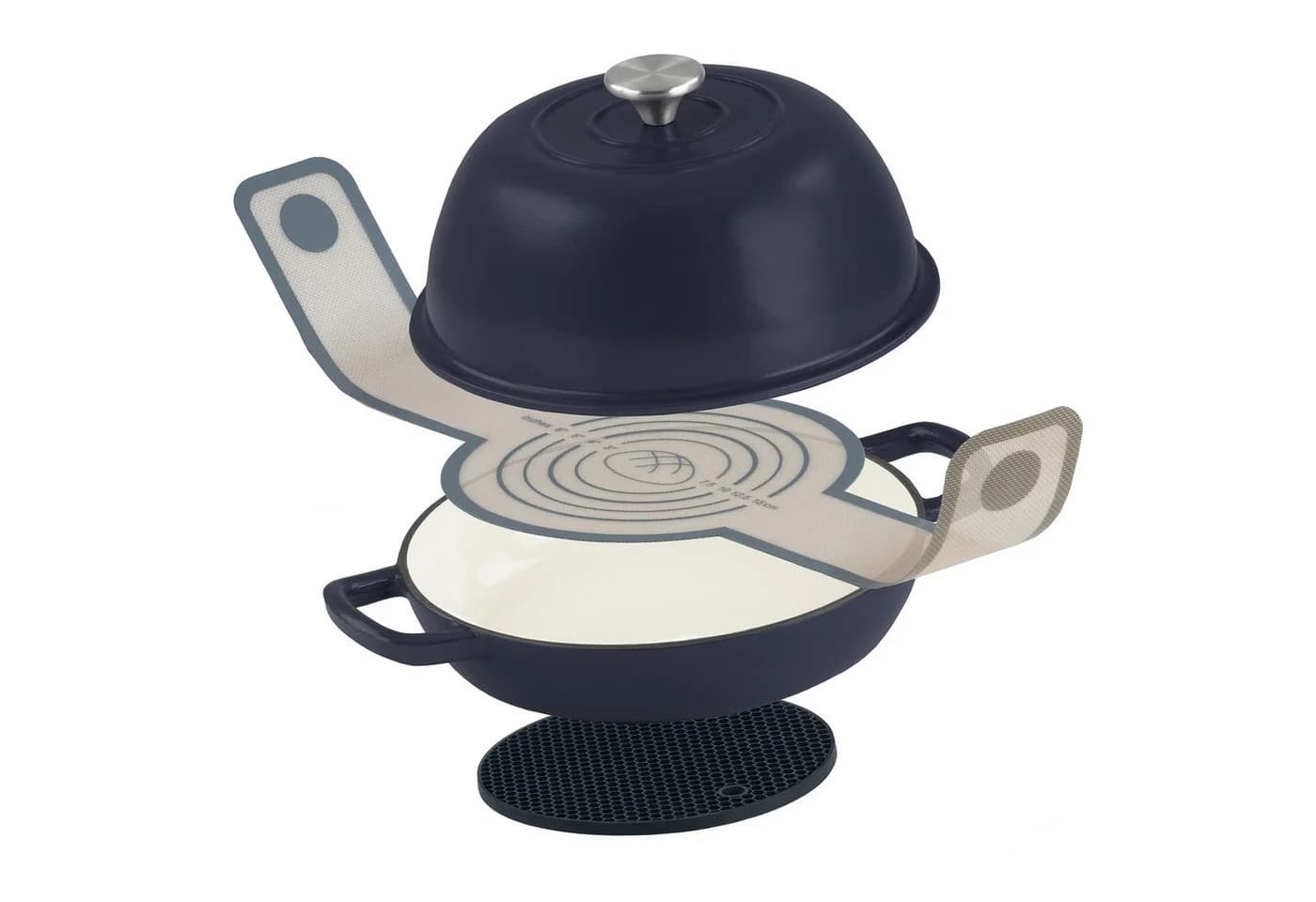 Mahlzeit Gusseisen Brottopf Set emailliert 6,4 Liter Blue Berry - Bild 2