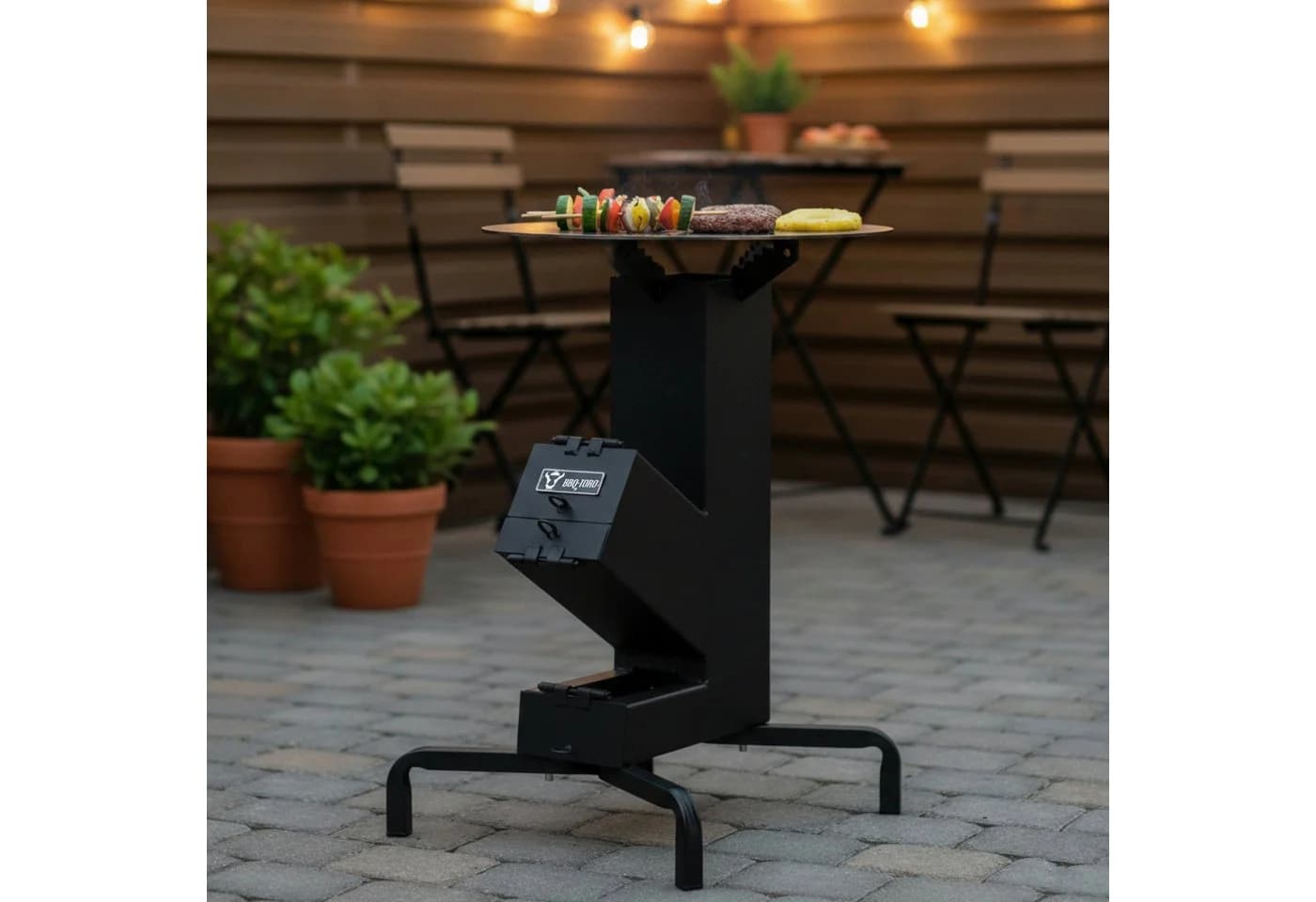 BBQ-Toro Raketenofen mit Grillplatte Ø 50 cm Schwarz