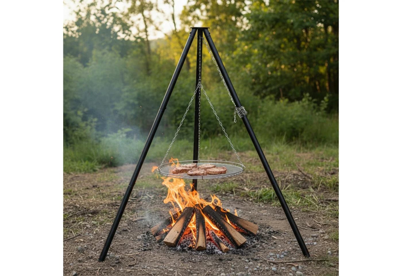 BBQ-Toro Schwenkgrill Dreibein Grill mit Grillrost Schwarz
