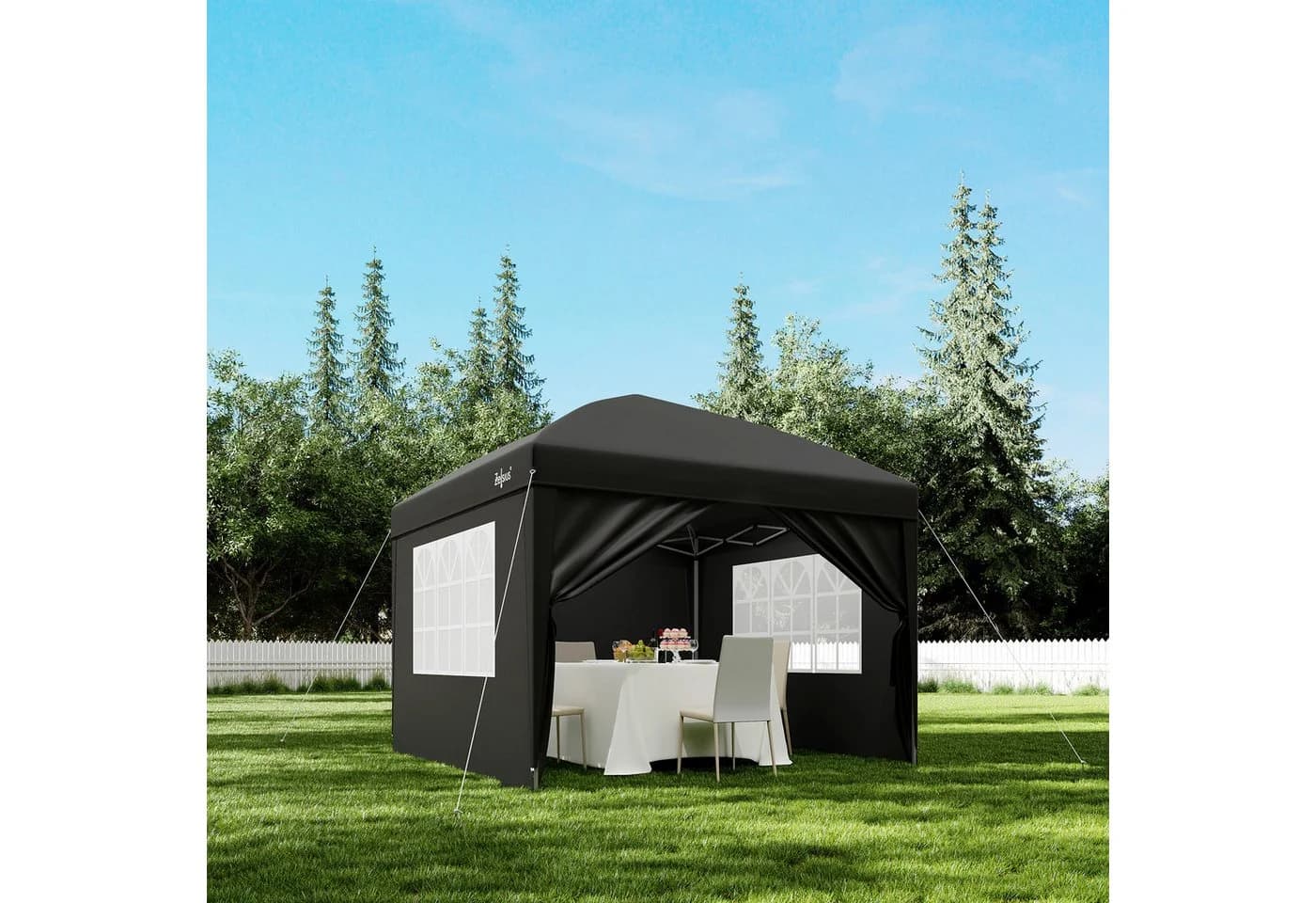 Zelsius Faltpavillon 3x3 m mit Seitenwänden Schwarz