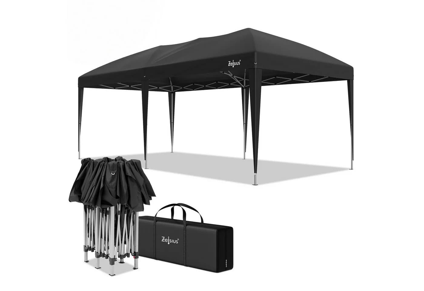 Zelsius Faltpavillon 3x6m Schwarz Pop-Up Gartenzelt - Bild 2