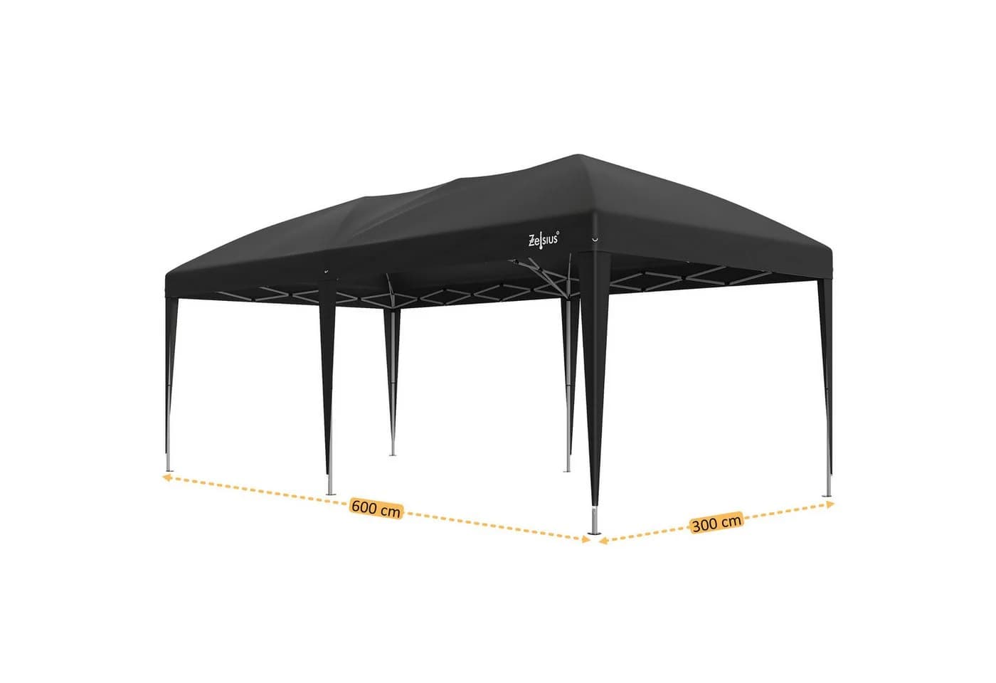Zelsius Faltpavillon 3x6m Schwarz Pop-Up Gartenzelt - Bild 3