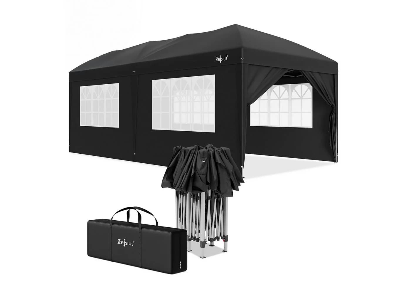 Zelsius Faltpavillon 3x6 m Schwarz mit Seitenwänden - Bild 2