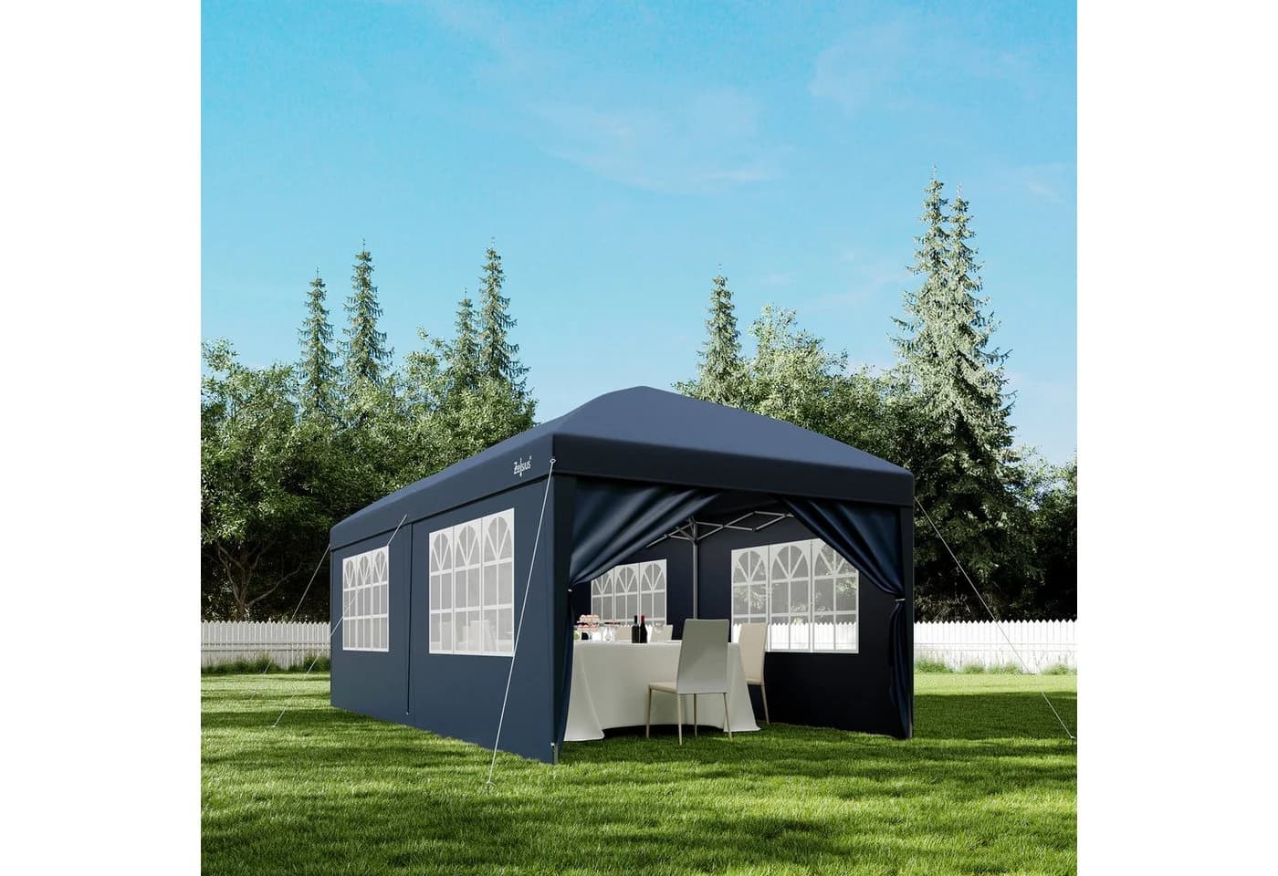 Zelsius Faltpavillon 3x6 m Blau mit Seitenwänden UV-Schutz