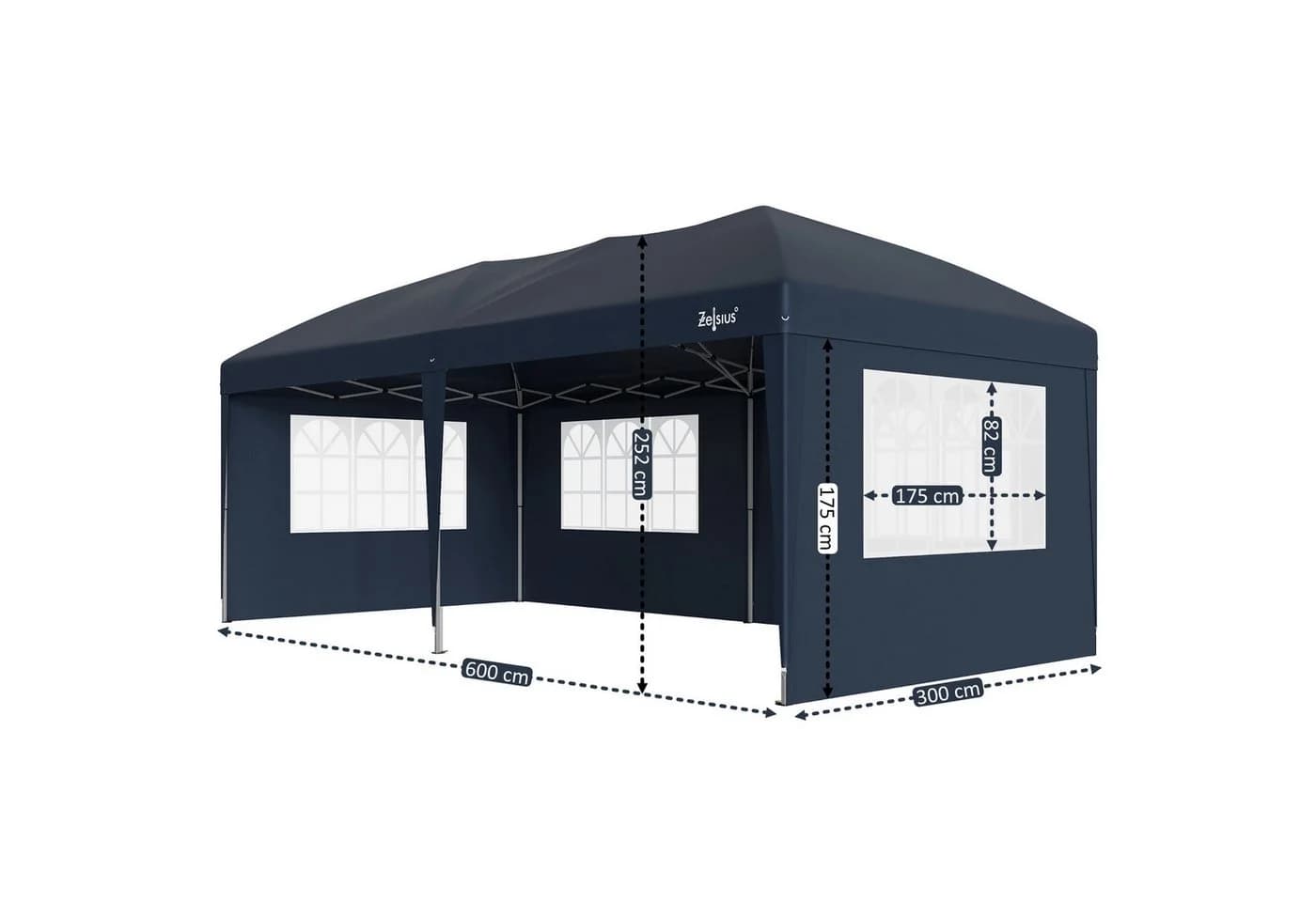 Zelsius Faltpavillon 3x6 m Blau mit Seitenwänden UV-Schutz - Bild 4