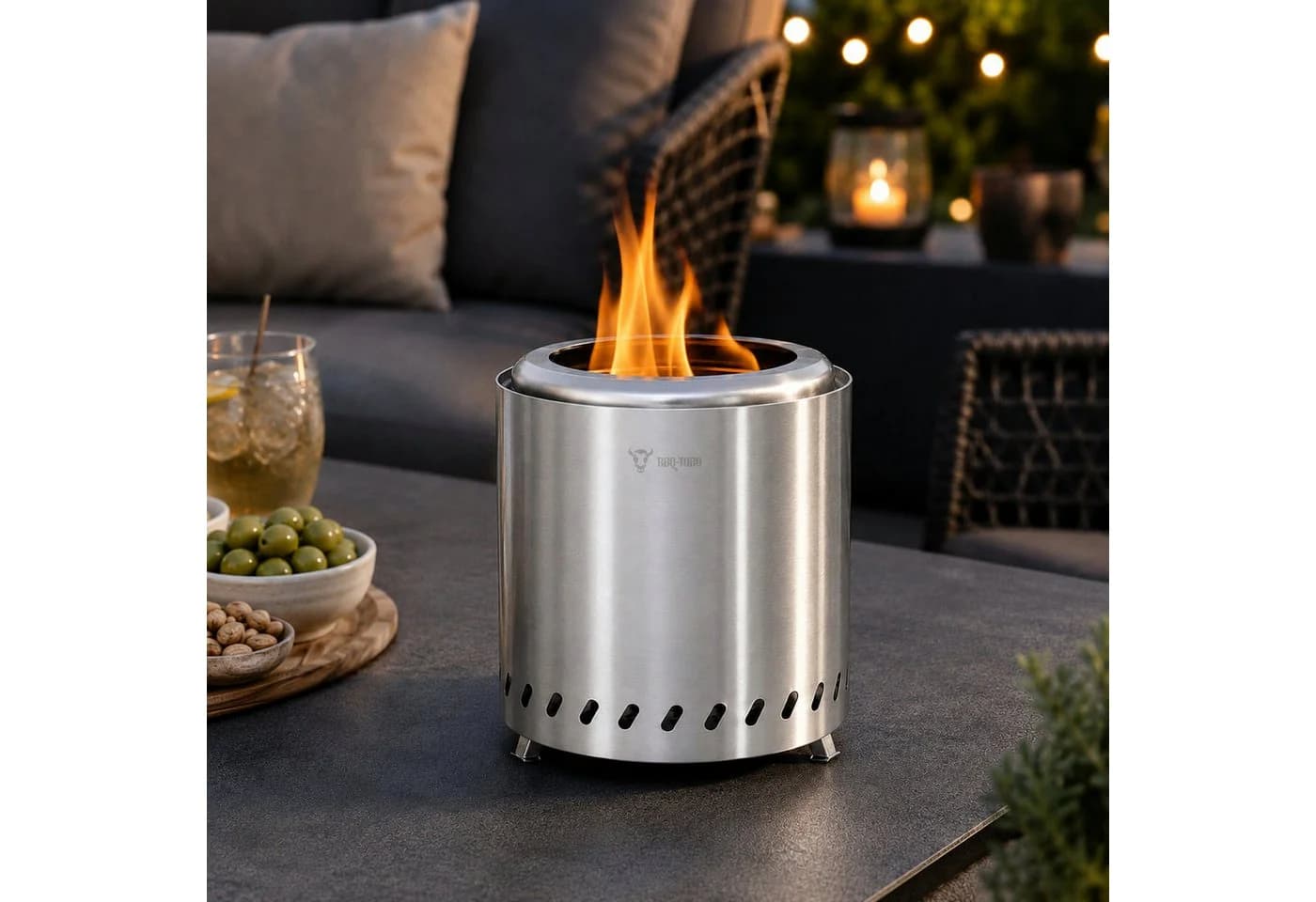 BBQ-Toro Feuerschale Edelstahl raucharm Silber