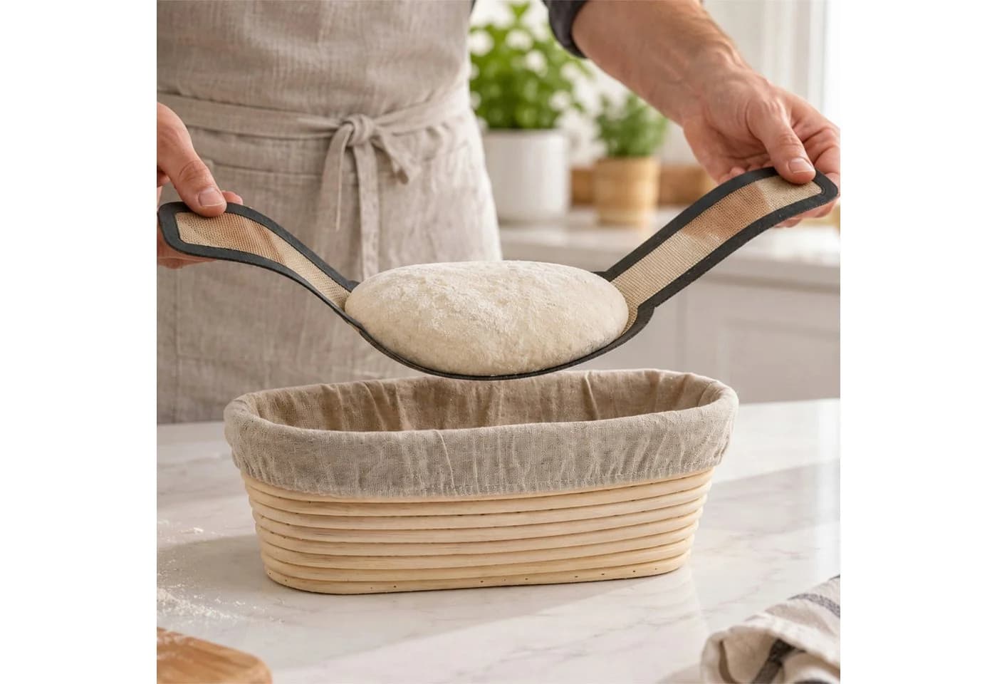 Mahlzeit Gusseisen Brotbacktopf Set 3,2L Schwarz mit Gärkörbchen - Bild 3