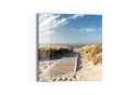 DEQORI Glasbild Strandaufgang am Meer Beige Blau Modern Bild 2