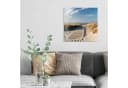 DEQORI Glasbild Strandaufgang am Meer Beige Blau Modern Bild 3