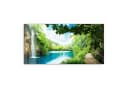 DEQORI Glasbild Wasserfall im grünen Wald Modern Bild 1