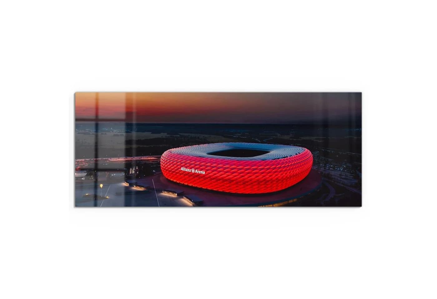 DEQORI Glasbild Allianz Arena München Modern Blau Rot