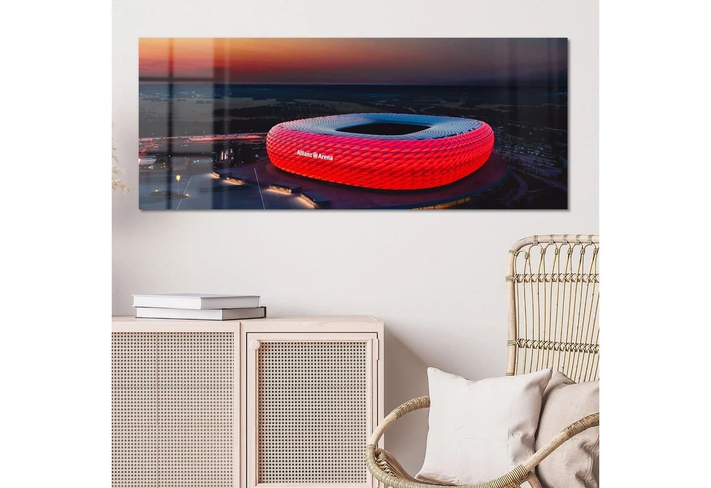 DEQORI Glasbild Allianz Arena München Modern Blau Rot - Bild 4