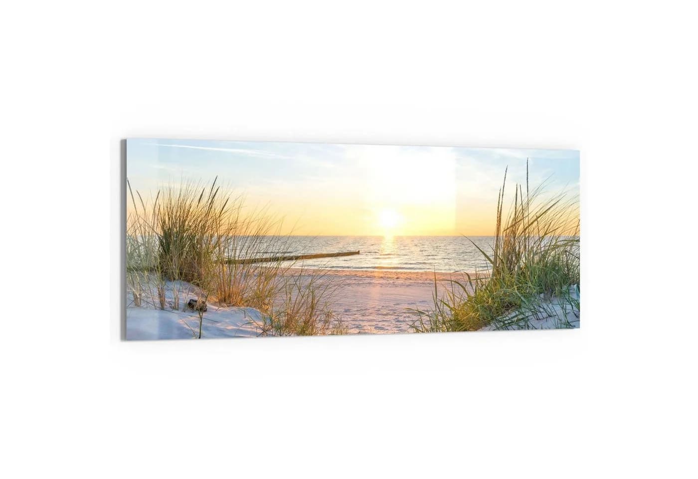 DEQORI Glasbild Abendsonne an der Ostsee Modern Beige Blau Gelb - Bild 2