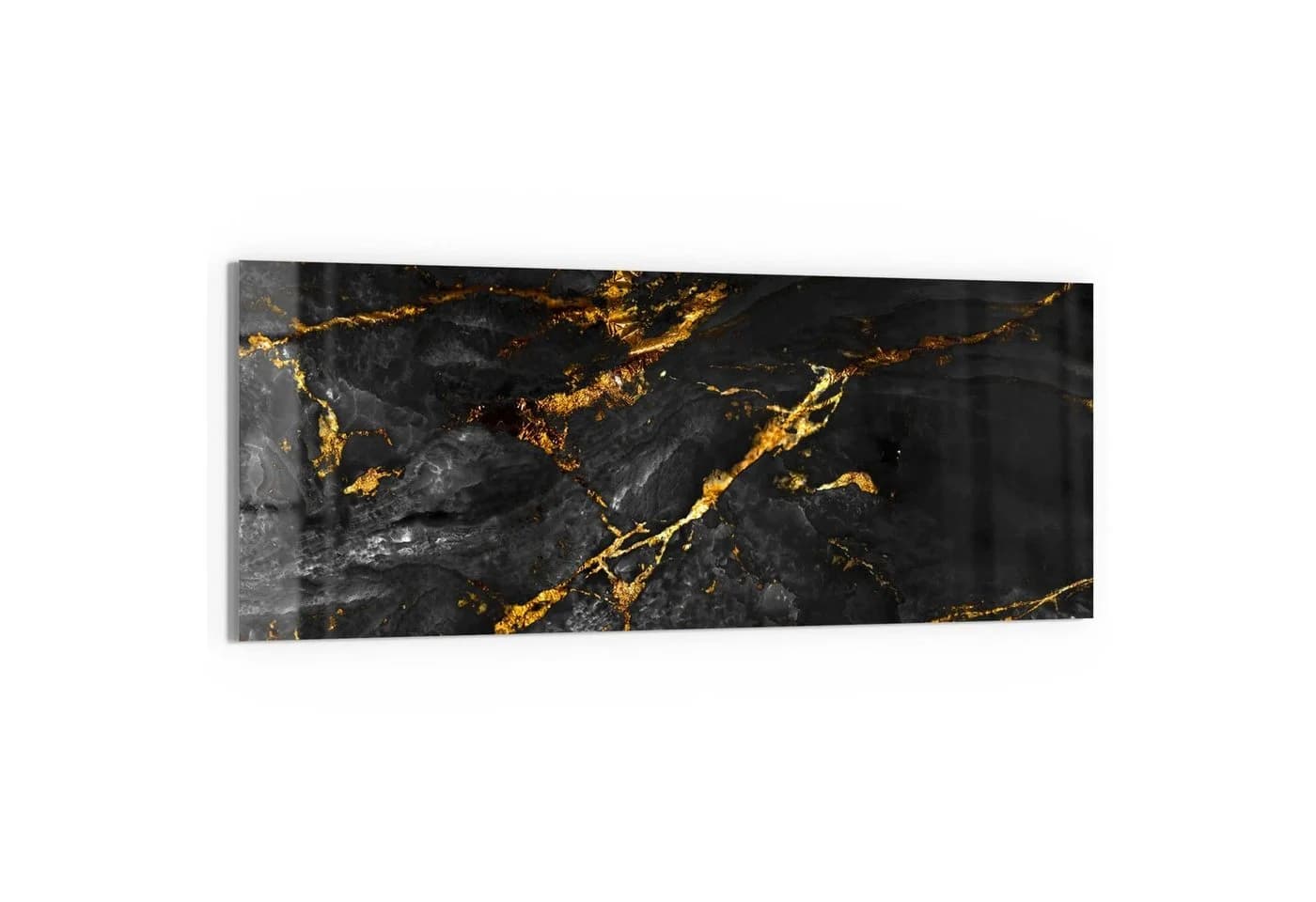 DEQORI Glasbild 'Veredelter Naturstein' Schwarz Gold Modern - Bild 2
