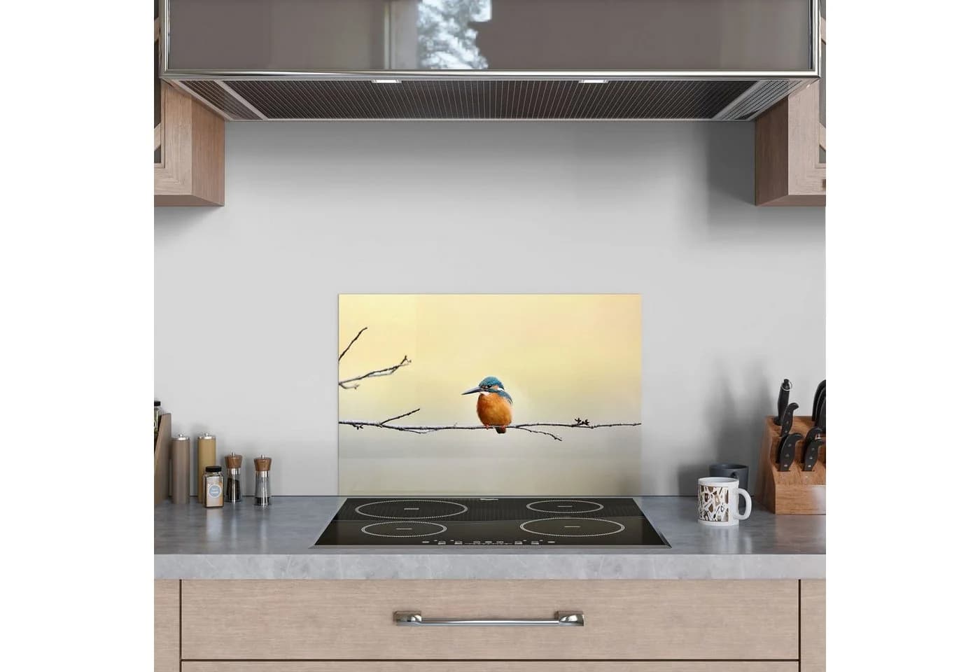 DEQORI Küchenrückwand Glas Königsfischer Beige 3D-Effekt - Bild 3
