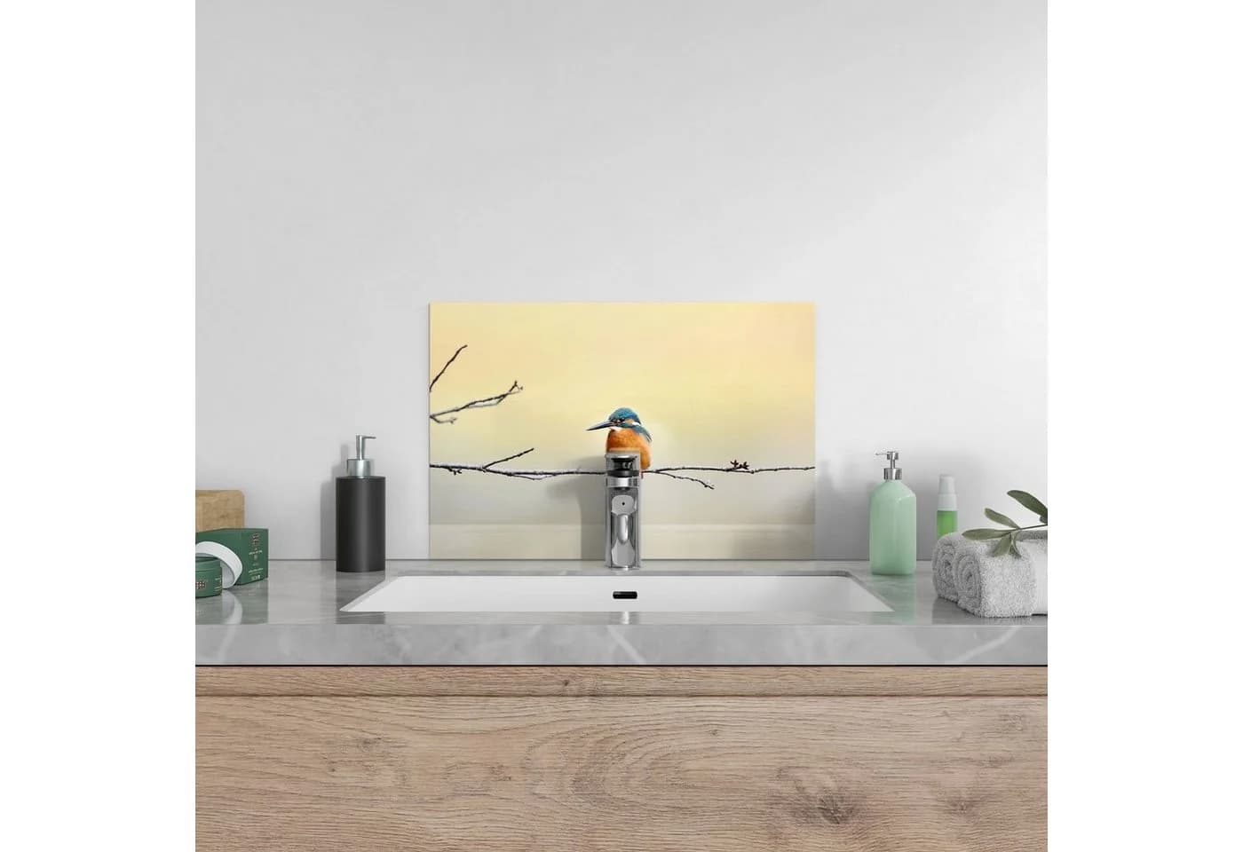 DEQORI Küchenrückwand Glas Königsfischer Beige 3D-Effekt - Bild 4