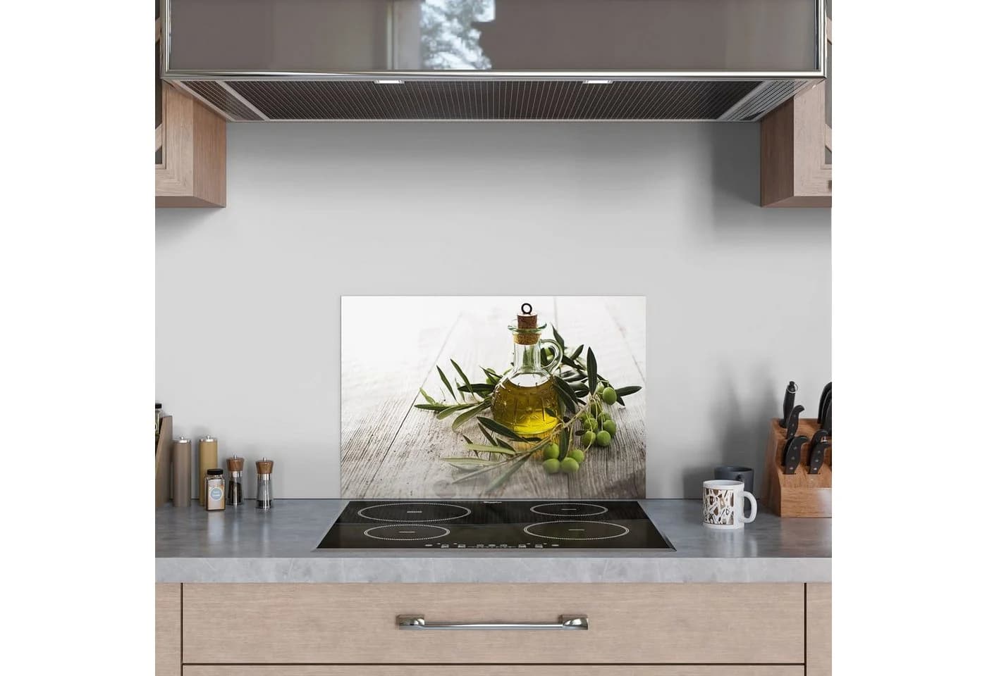 DEQORI Küchenrückwand Olivenöl mit Olivenzweig Glas Spritzschutz - Bild 3