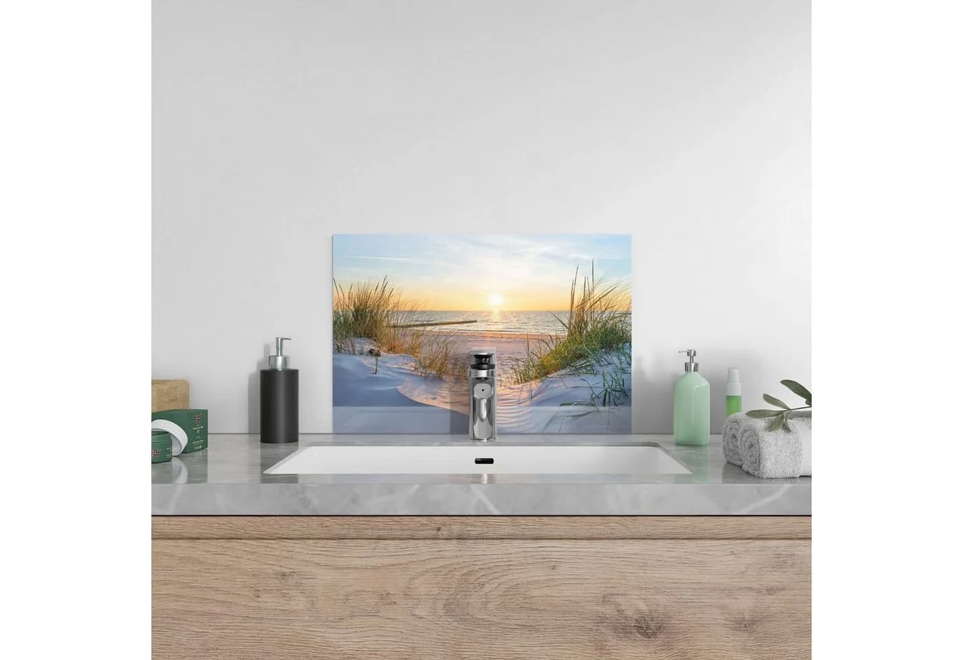 DEQORI Küchenrückwand 'Abendsonne an der Ostsee' Glas Spritzschutz Badrückwand Herdblende - Bild 4