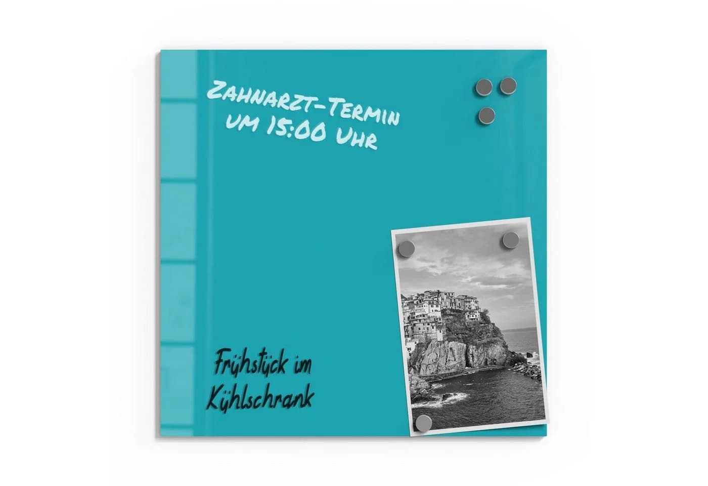 DEQORI Magnettafel Türkis Glas Whiteboard beschreibbar