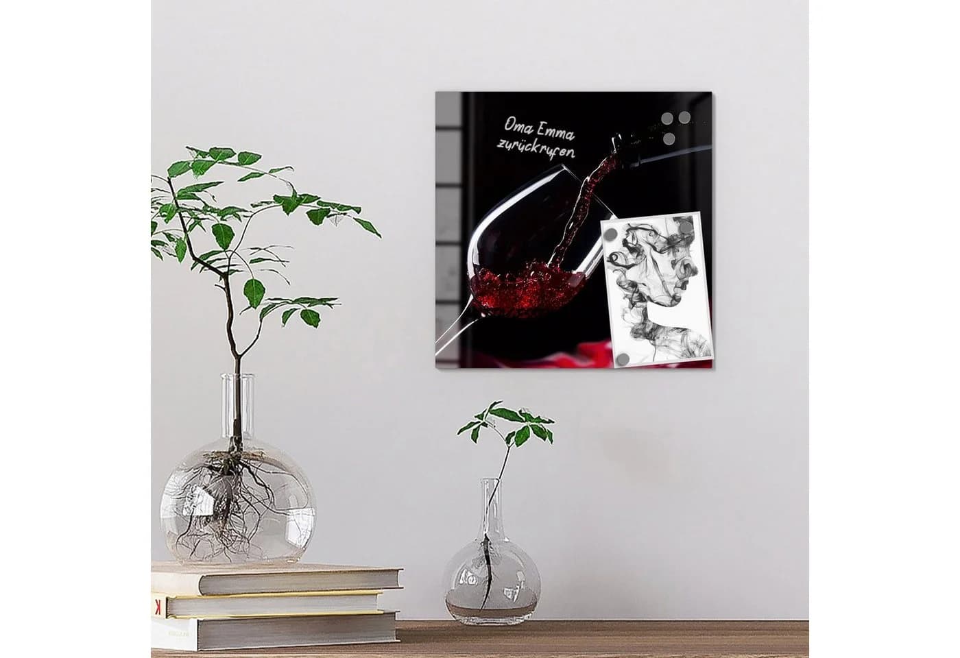 DEQORI Magnettafel Rotwein Motiv Glas Whiteboard beschreibbar - Bild 4