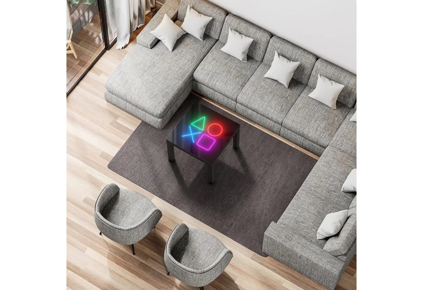 DEQORI Beistelltisch mit Glasplatte und Gaming-Motiv Schwarz - Bild 3