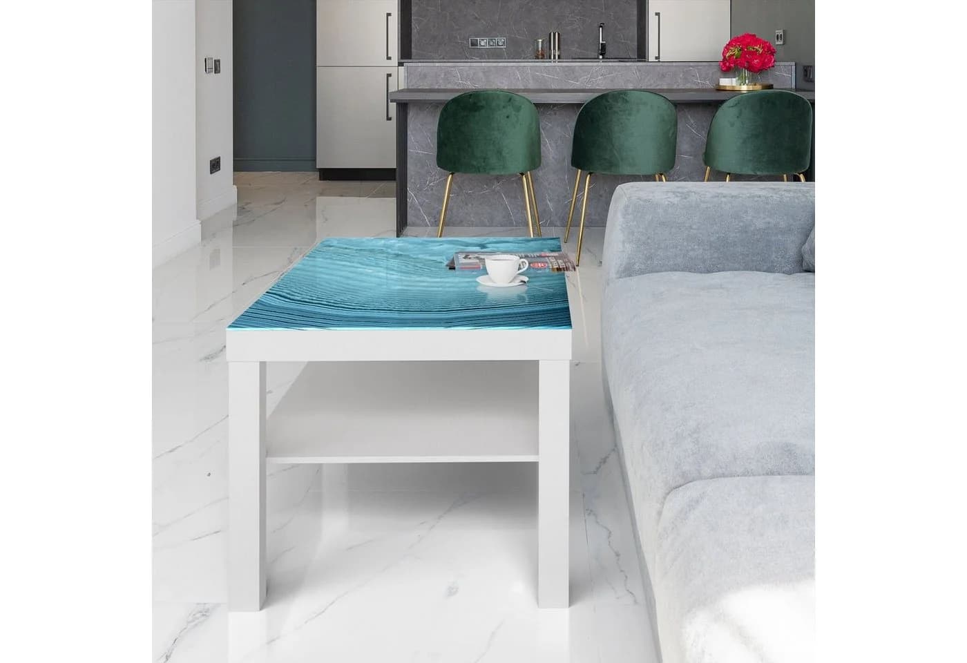 DEQORI Couchtisch Achatstein Maserung Glas Beistelltisch Modern - Bild 5