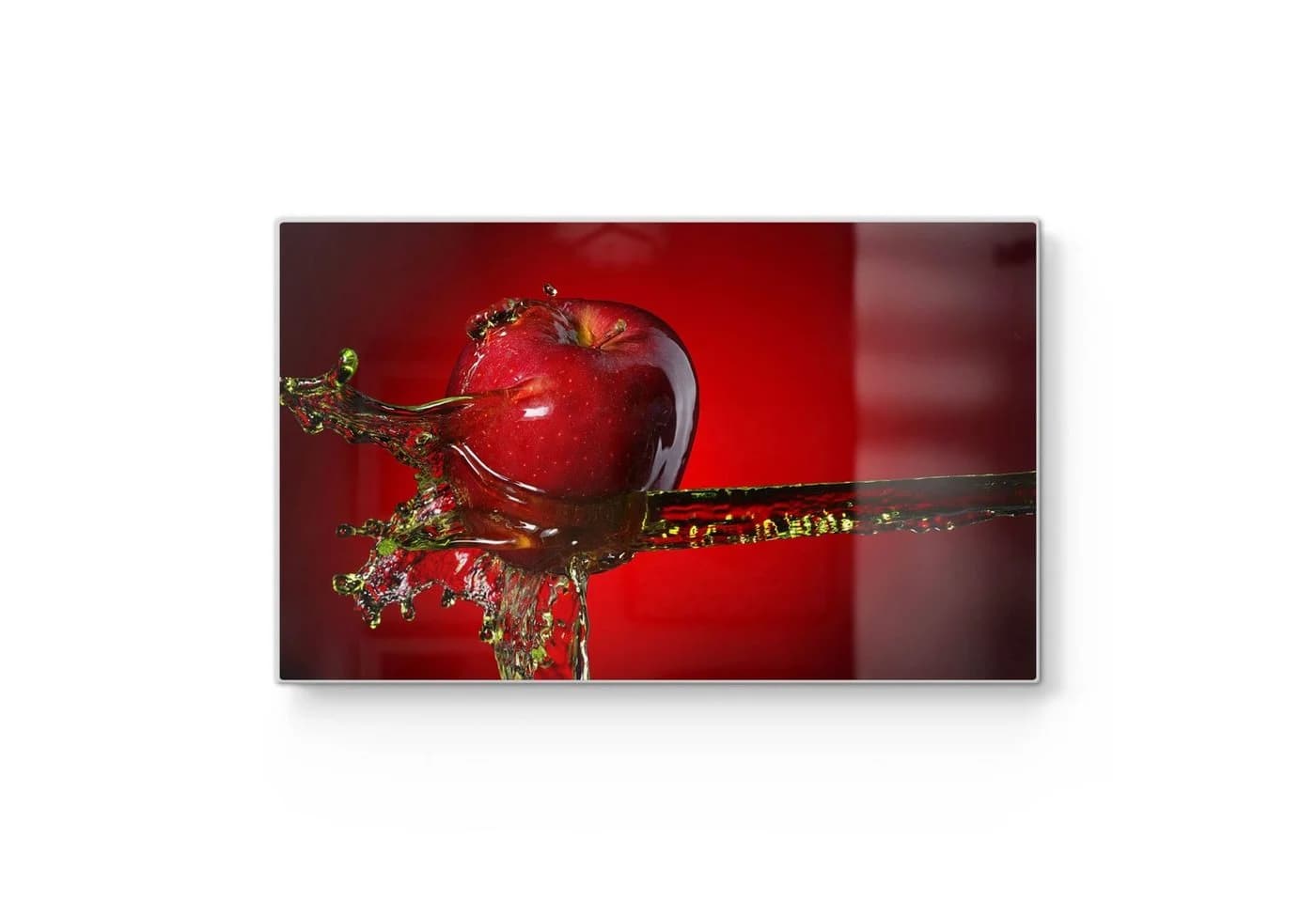 DEQORI Schneidebrett Glas Rot Motiv Flüssigkeit trifft Apfel - Bild 2
