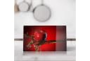 DEQORI Schneidebrett Glas Rot Motiv Flüssigkeit trifft Apfel Bild 3