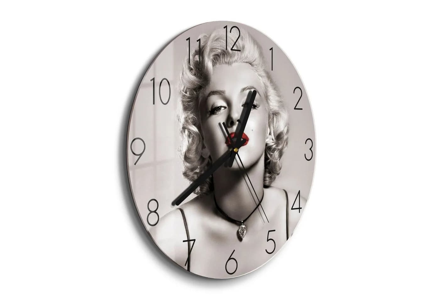 DEQORI Wanduhr 'Elegante Marilyn Monroe' Glas Schwarz/Weiß Grau