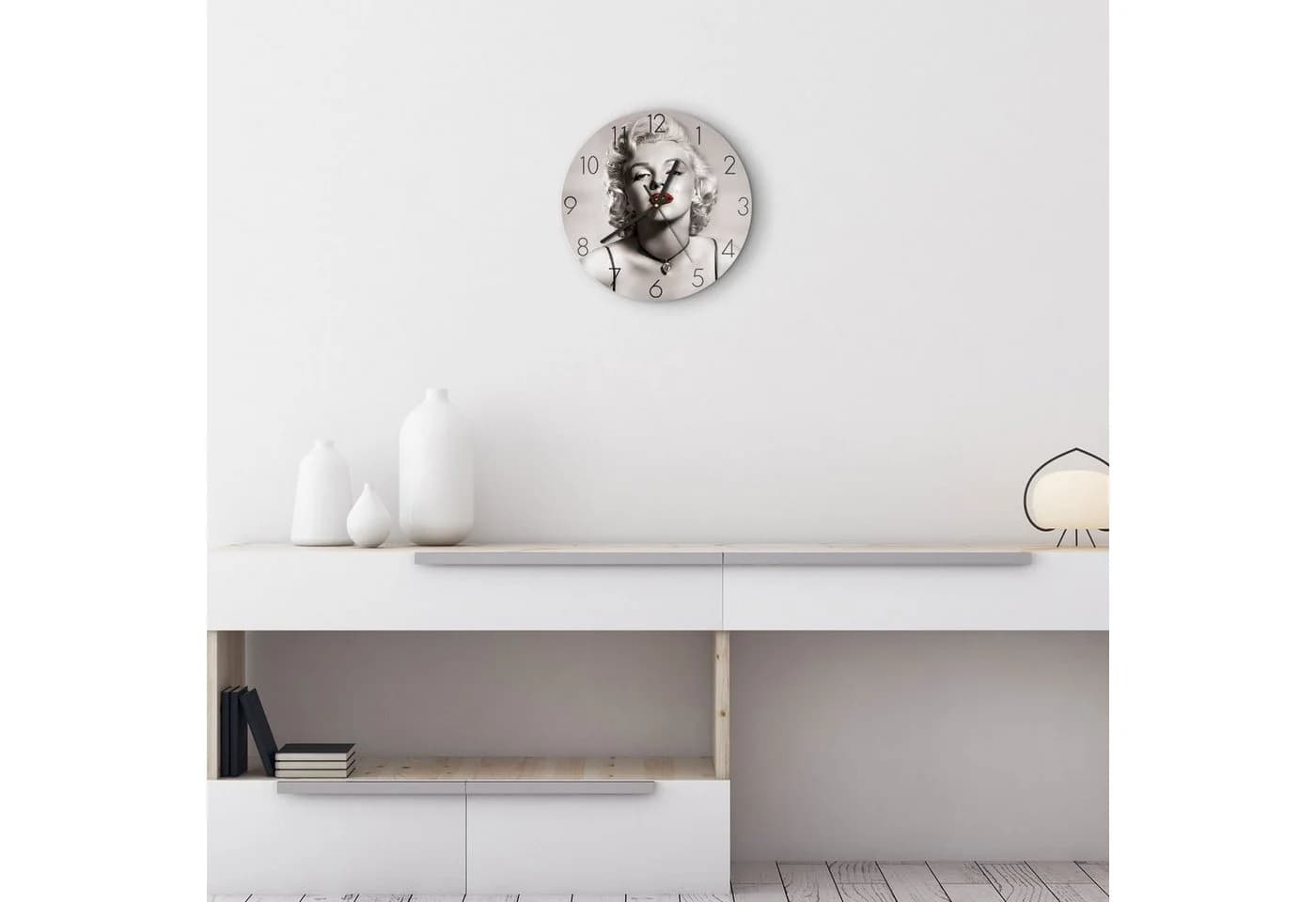 DEQORI Wanduhr 'Elegante Marilyn Monroe' Glas Schwarz/Weiß Grau - Bild 3