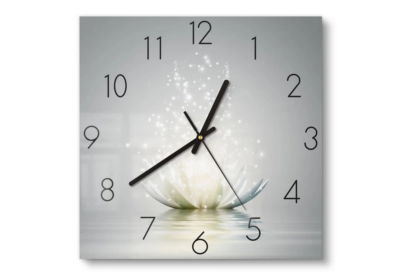 DEQORI Wanduhr 'Funkelnde Lotusblüte' Grau/Weiß Glas Modern - Bild 2