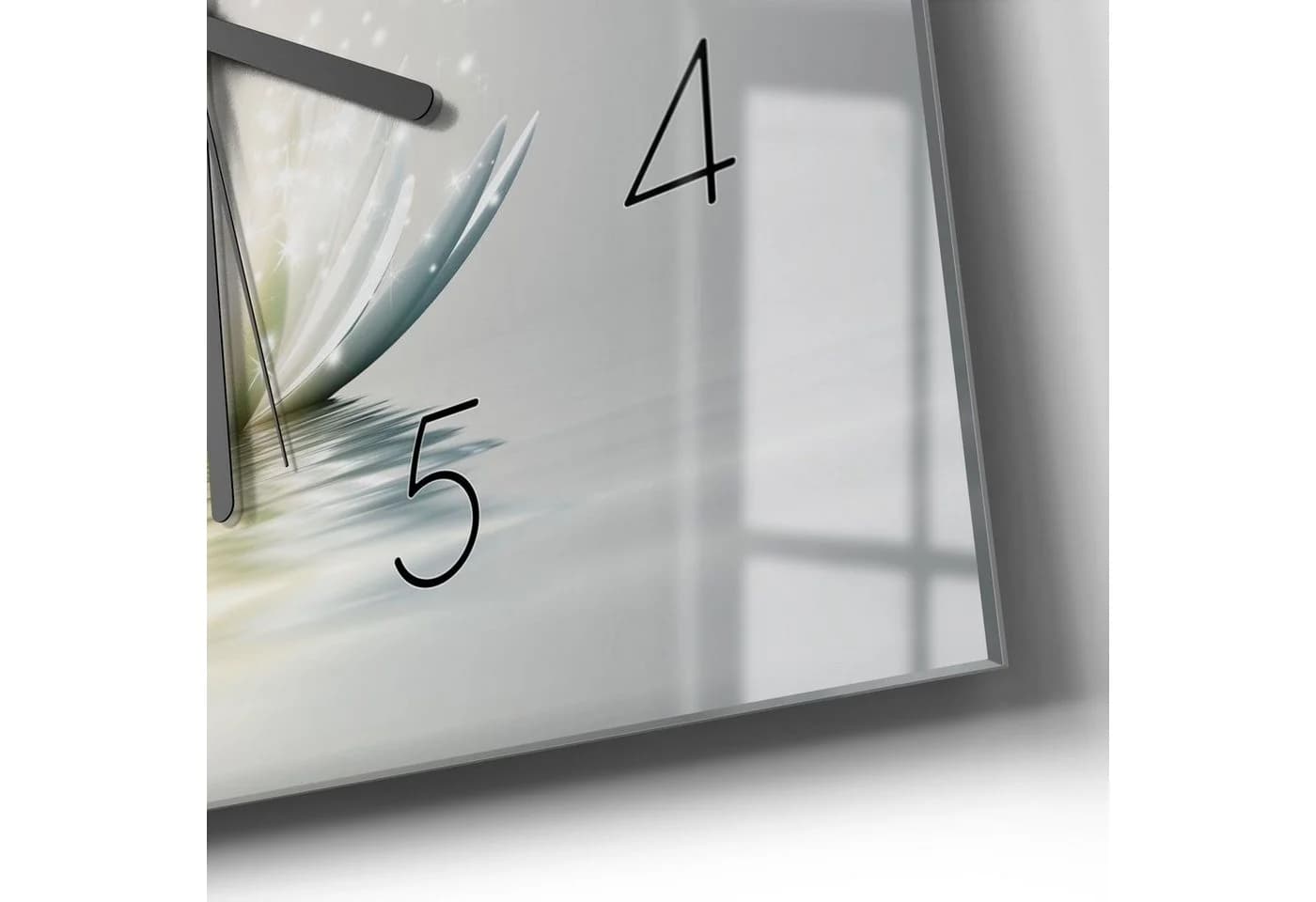 DEQORI Wanduhr 'Funkelnde Lotusblüte' Grau/Weiß Glas Modern - Bild 5