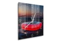 DEQORI Wanduhr Allianz Arena München Glas Modern Blau Rot Bild 1