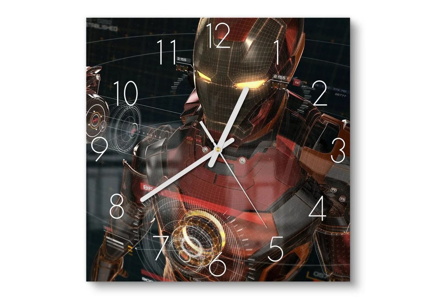 DEQORI Wanduhr Iron Man Anzug Rot Schwarz Glas Modern - Bild 2