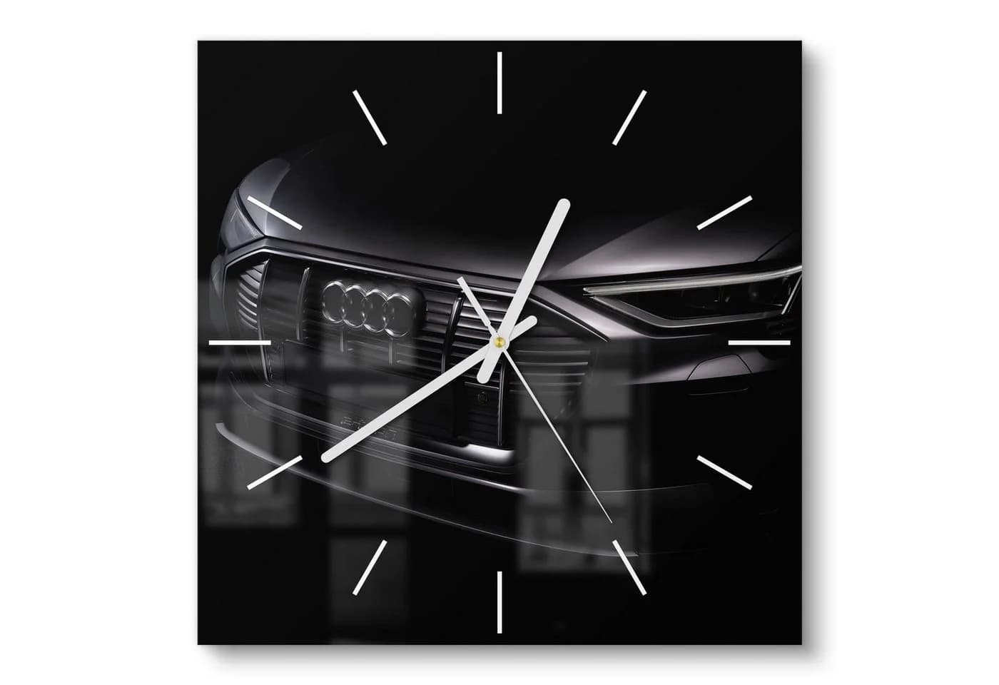 DEQORI Wanduhr Audi Frontalaufnahme Schwarz Silber Glas - Bild 2